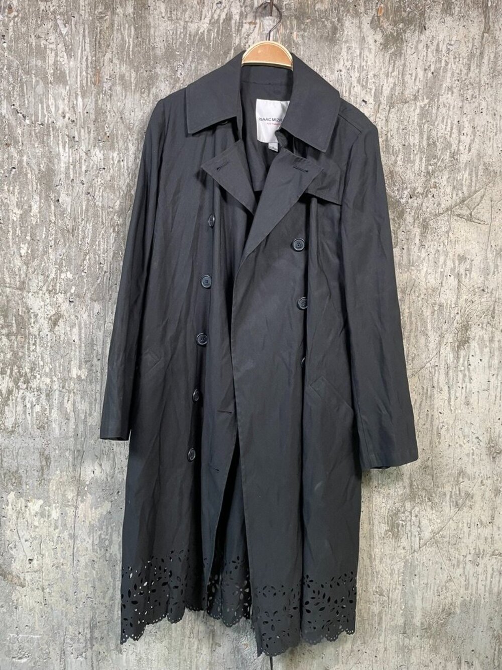 ISAAC MIZRAHI FOR TARGET Women's Trench Coat with Laser Cut Detail Hem Size M